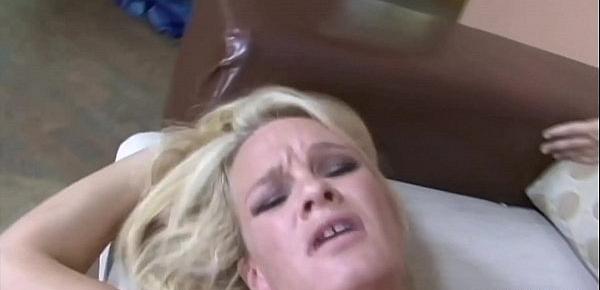  Blonde bitch drains his balls and makes the dude explode